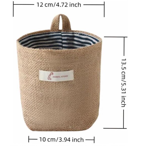 Collapsible Burlap Cotton Linen Hanging Storage Basket 4-Pack - Picture 3 of 6